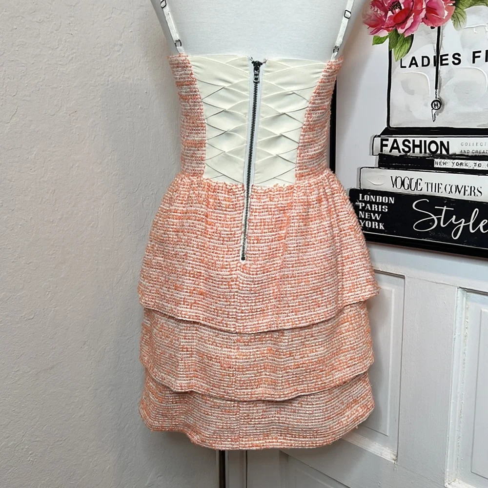Alice & Olivia Shellyanne Tiered Tweed Mini Dress Size 2 - Picture 7 of 9